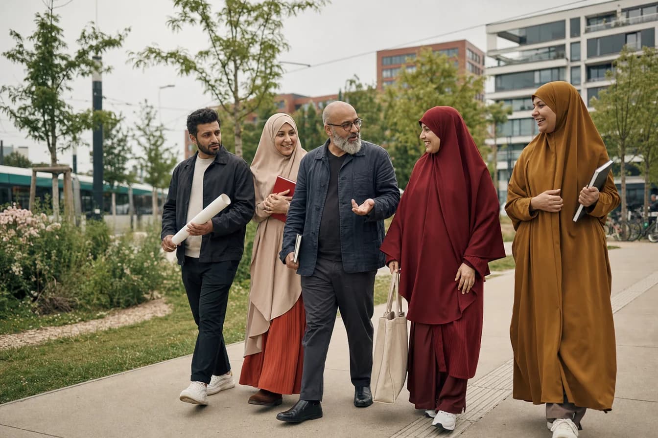 Engagierte Musliminnen und Muslime in einer deutschen Stadt